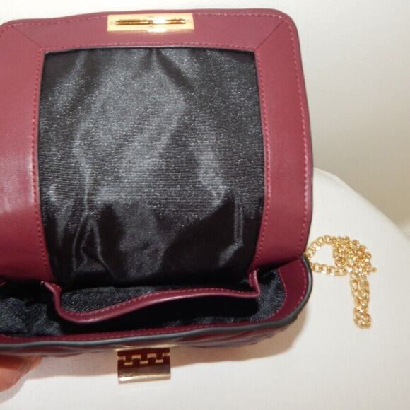 ZAC POSEN SOFT EARTHETTE Pearl Lady Chevron Quilted Chain SHLDR Bag Cabernet NWT - Picture 9 of 11